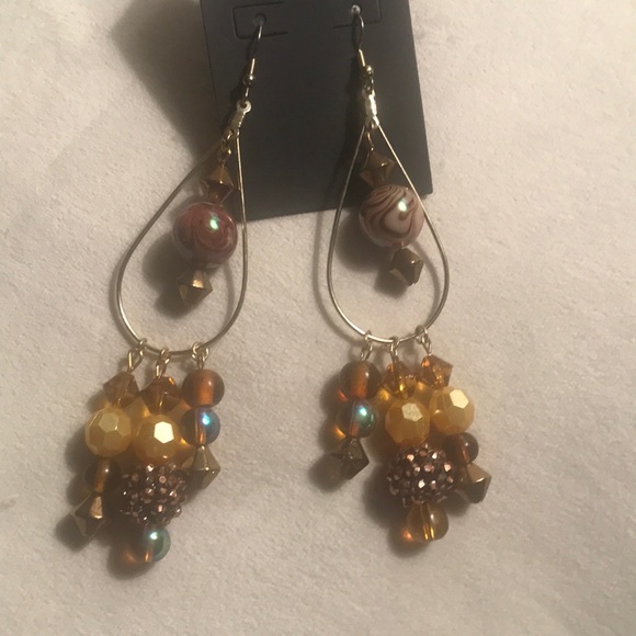 love, Savvy Bronze/Gold Rhinestone Beaded Chandelier Earrings - Picture 1 of 3